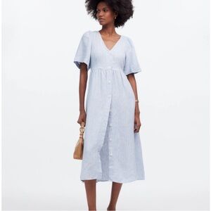 Madewell Light Blue Striped Midi Dress